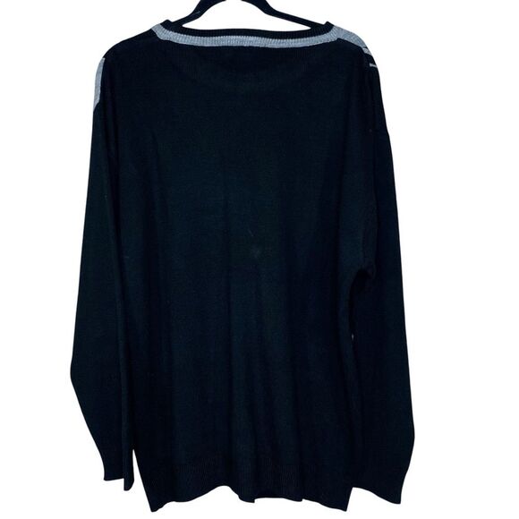 A. Adams & Spire Cable Knit Sweater Men's Crew Neck Size Large Casual Gray Black - Picture 2 of 4